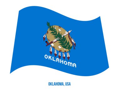 Oklahoma Bayrak Dalgalanan Vektör İllüstrasyonu Beyaz Arkaplanda. Usa Eyaleti Bayrağı