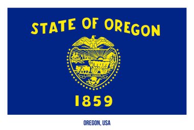 Oregon Bayrak Vektör İllüstrasyonu Beyaz Arkaplanda. Usa Eyaleti Bayrağı