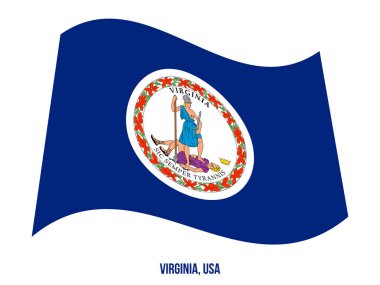 Virginia Flag Sallanan Vektör İllüstrasyonu Beyaz Arkaplanda. Usa Eyaleti Bayrağı