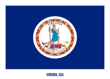 Beyaz Arkaplanda Virginia Flag Vector Illustration. Usa Eyaleti Bayrağı