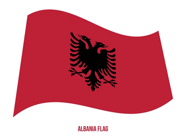 Arnavutluk Bayrağı Sallayarak Vektör Çizimi Beyaz Arka Plan üzerine. Arnavutluk Ulusal Bayrağı. — Stok Vektör