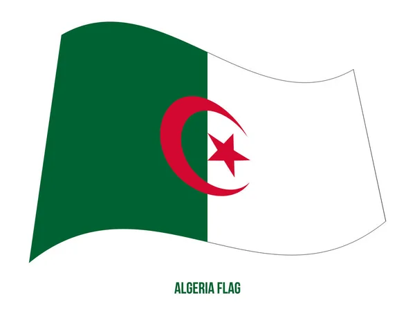 Algeries flagg Vaiende vektor Illustrasjon på hvit bakgrunn. Nasjonalflagget i Algerie . – stockvektor
