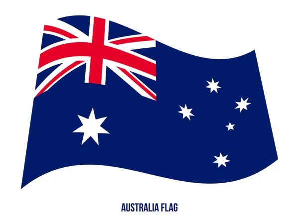 흰색 배경에 호주 국기 물결 벡터 그림입니다. 오스트레일리아 국기. — 스톡 벡터