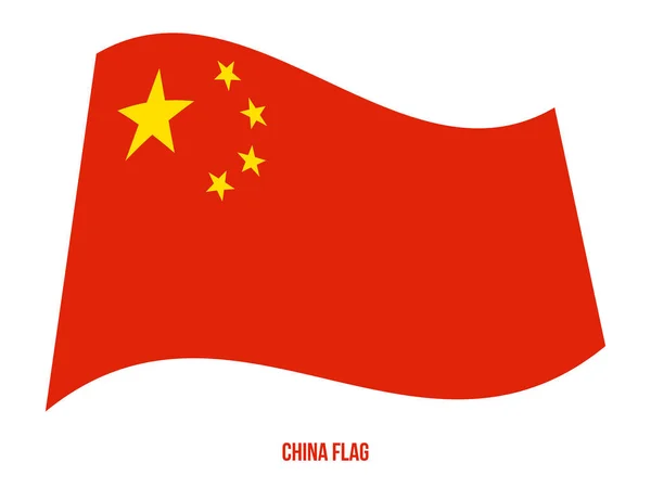 China Bandeira acenando ilustração vetorial em fundo branco. Bandeira Nacional da China . — Vetor de Stock