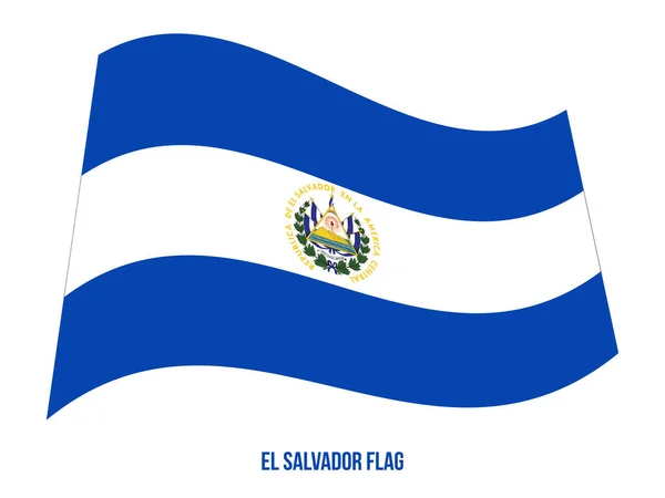 흰색 배경에 엘살바도르 플래그 물결 치는 벡터 그림입니다. 엘살바도르 국기. — 스톡 벡터