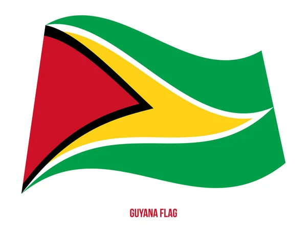 Guyana-Flagge schwenkende Vektorillustration auf weißem Hintergrund. Guyana-Nationalflagge. — Stockvektor