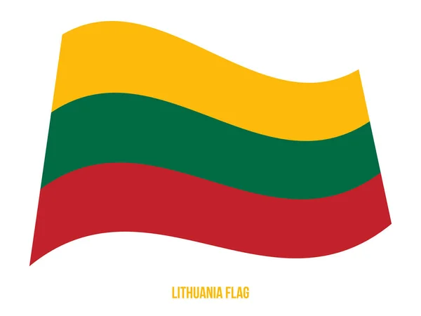 Lituania Flag Waving Vector Illustration di White Background. Bendera Nasional Lithuania . - Stok Vektor