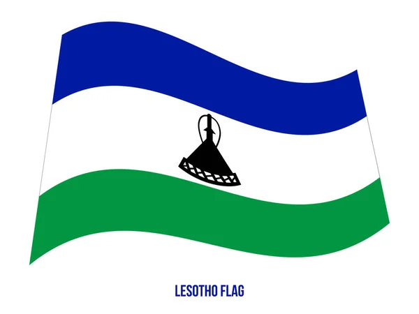 Σημαία Lesotho Κυματιστή Εικονογράφηση διάνυσμα σε λευκό φόντο. Εθνική σημαία Λεσότο. — Διανυσματικό Αρχείο