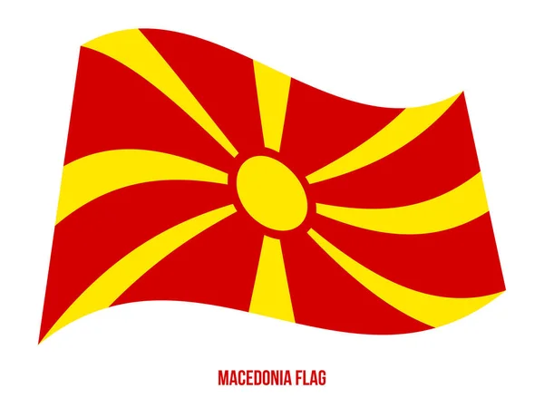 Bandeira da Macedônia acenando ilustração vetorial em fundo branco. Bandeira nacional da Macedónia . —  Vetores de Stock