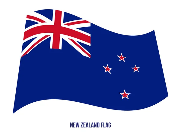 白色背景上的新西兰国旗挥舞矢量插图。新西兰国旗. — 图库矢量图片