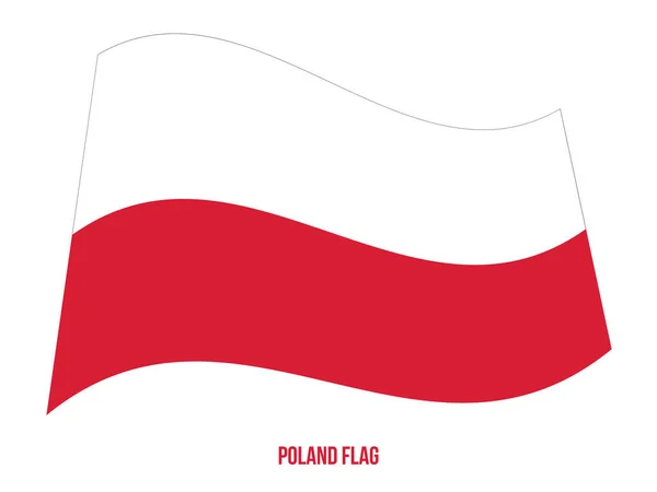 Beyaz Arka Plan üzerinde Polonya Bayrağı Sallayarak Vektör İllüstrasyon. Polonya Ulusal Bayrağı.