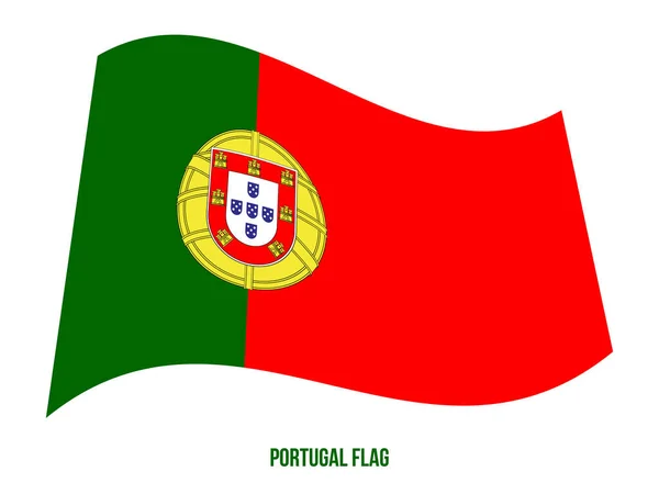 Portugal Bandera ondeando Vector Ilustración sobre fondo blanco. Bandera Nacional de Portugal . — Vector de stock