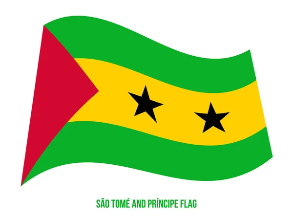 Santo Tomé y Príncipe Bandera ondeando Vector Ilustración sobre fondo blanco. Bandera Nacional — Vector de stock