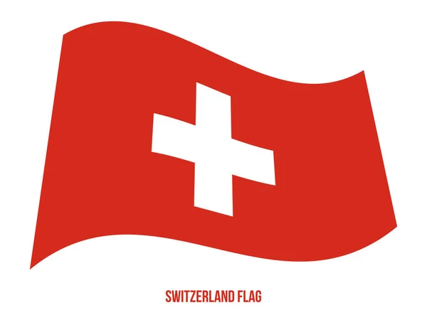 Svizzera bandiera sventolando vettoriale illustrazione su sfondo bianco. Bandiera Nazionale Svizzera . — Vettoriale Stock