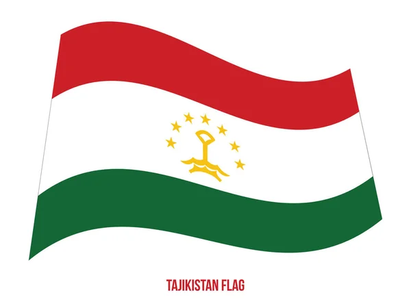 Tajikistan Flag Waving Vector Illustration on White Background (en inglés). Bandera Nacional de Tayikistán . — Vector de stock