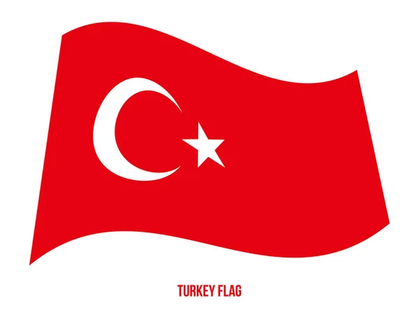 Turkije vlag zwaaiende vector illustratie op witte achtergrond. Turkije nationale vlag. — Stockvector