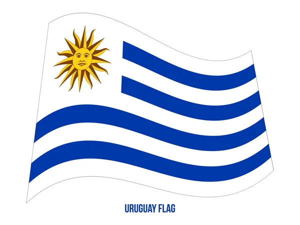 Uruguay Flag Waving Vector Illustration on White Background. Uruguay National Flag. — Stock Vector