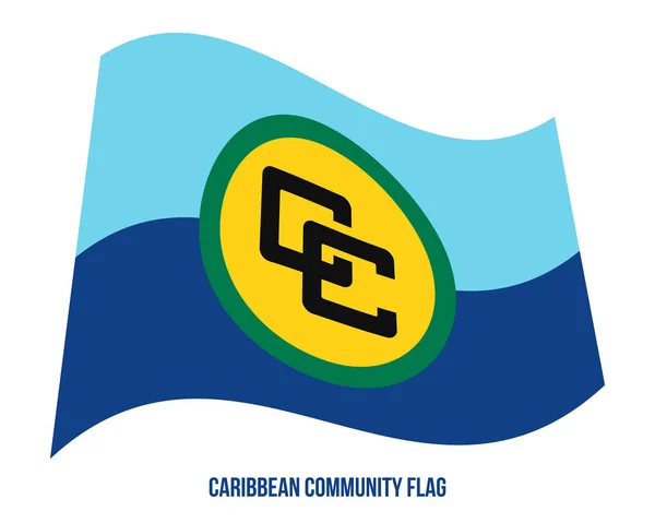 Karibik Gemeinschaftsfahne schwenkende Vektorillustration auf weißem Hintergrund. Karikaturfahne. — Stockvektor