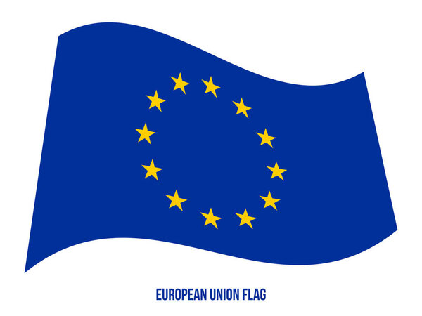European Union (EU) Flag Waving Vector Illustration on White Background.