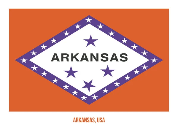 Arkansas Flag Vector Illustrazione su sfondo bianco. Bandiera di Stato USA — Vettoriale Stock