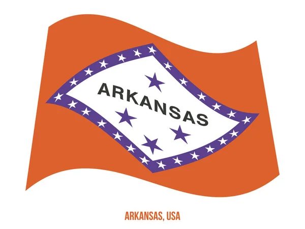 Arkansas Flagga Viftande Vektor Illustration på Vit Bakgrund. Usa-flaggstat — Stock vektor