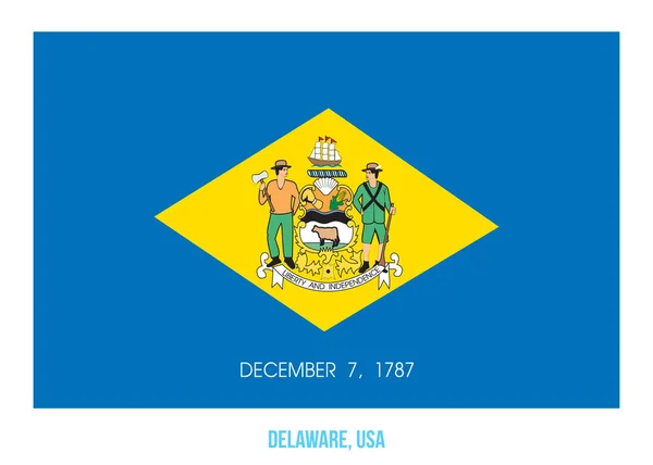 Beyaz Arkaplan 'da Delaware Flag Vector Illustration. Usa Eyaleti Bayrağı