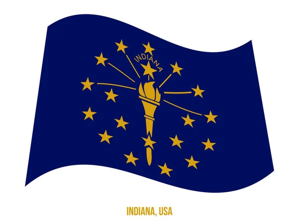 Beyaz Arkaplanda Indiana Flag Waving Vector Illustration. Usa Eyaleti Bayrağı — Stok Vektör