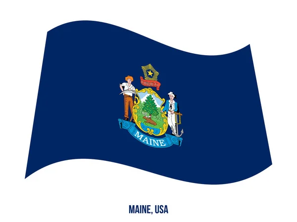 Maine Flag Viftande Vektor Illustration på Vit bakgrund. Usa-flaggstat — Stock vektor