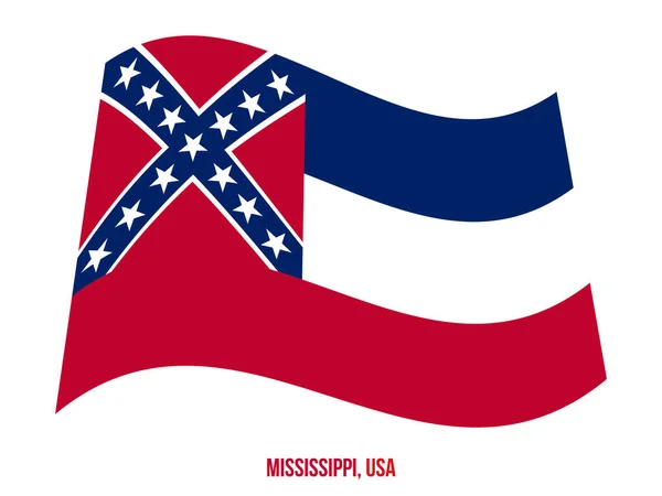 Mississippi Flagga Viftande Vektor Illustration på Vit Bakgrund. Usa-flaggstat — Stock vektor