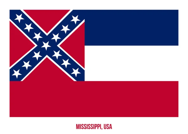 Mississippi Flag Vector Illustrazione su sfondo bianco. Bandiera di Stato USA — Vettoriale Stock