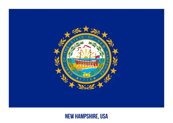 New Hampshire Flag Vector Illustration on White Background (en inglés). Estados Unidos Bandera del Estado — Vector de stock