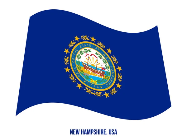 Ny Hampshire flagga Viftande vektor Illustration på vit bakgrund. Usa-flaggstat — Stock vektor