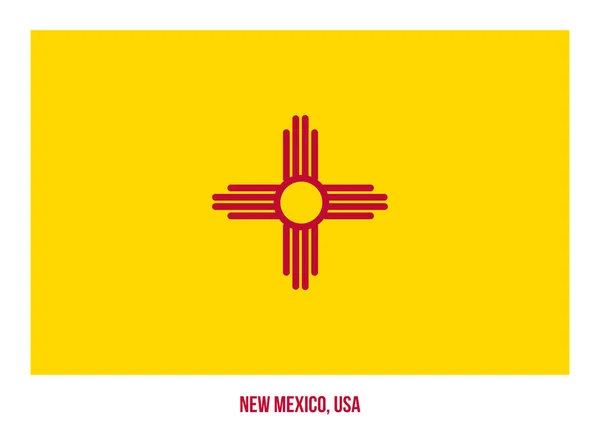 Beyaz Arkaplanda New Mexico Flag Vector Illustration. Usa Eyaleti Bayrağı — Stok Vektör