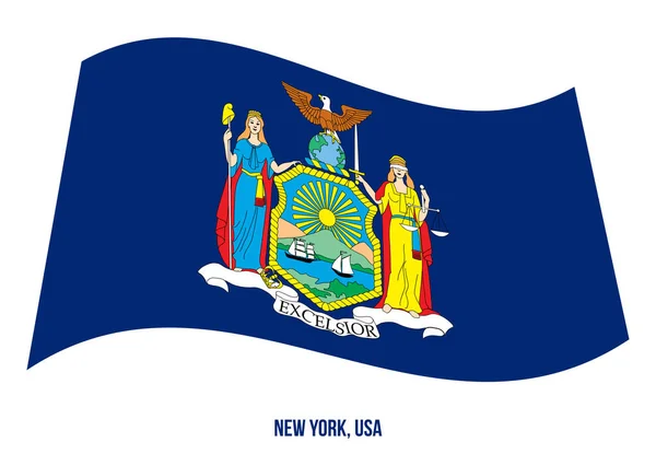 New York Flagga Viftande Vektor Illustration på Vit Bakgrund. Usa-flaggstat — Stock vektor