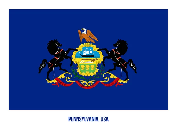 Beyaz Arkaplanda Pennsylvania Flag Vector Illustration. Usa Eyaleti Bayrağı — Stok Vektör