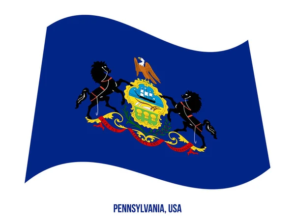 Pennsylvania Flagga Viftande Vektor Illustration på vit bakgrund. Usa-flaggstat — Stock vektor