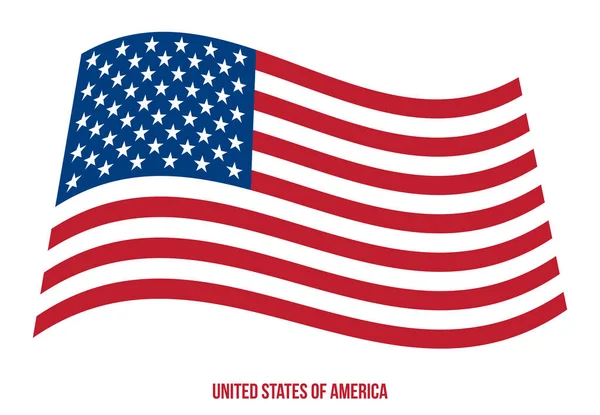Verenigde Staten van Amerika vlag zwaaien vector illustratie op witte achtergrond. — Stockvector