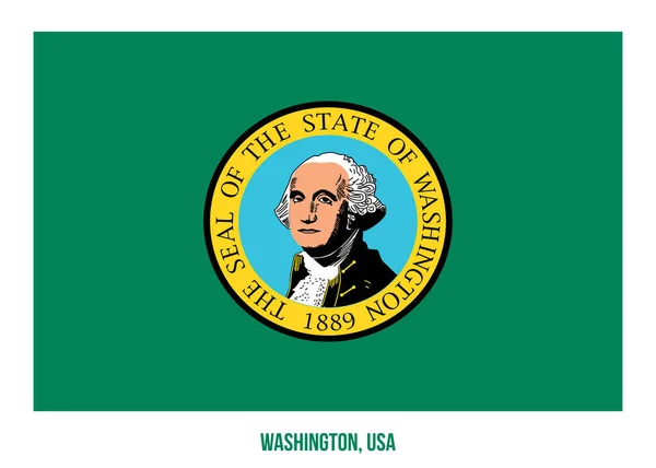 Washington Flag Vector Illustration na bílém pozadí. Příznak stavu USA — Stockový vektor