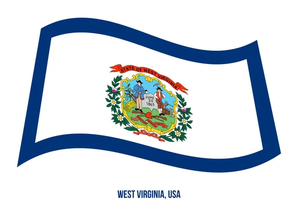 West Virginia Flagga Viftande Vektor Illustration på Vit Bakgrund. Usa-flaggstat — Stock vektor