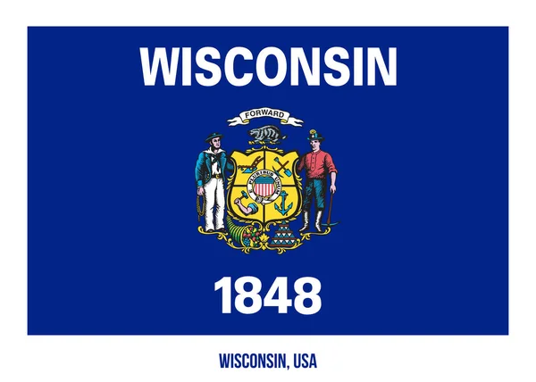 Wisconsin Flag Vector Illustration on White Background. Estados Unidos Bandera del Estado — Archivo Imágenes Vectoriales