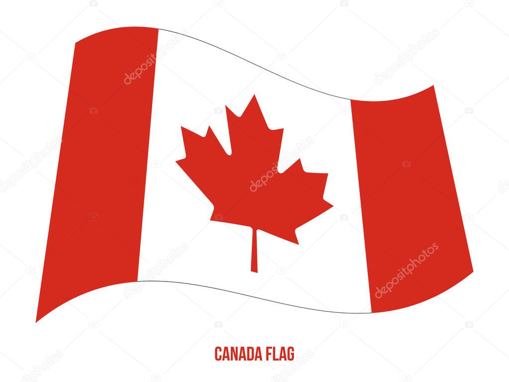Canada Flag Waving Vector Illustration on White Background. Canada National Flag.