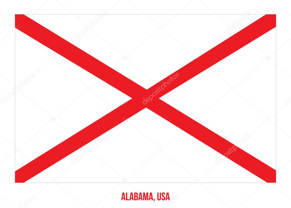 Alabama Flag Vector Illustration on White Background. USA State Flag