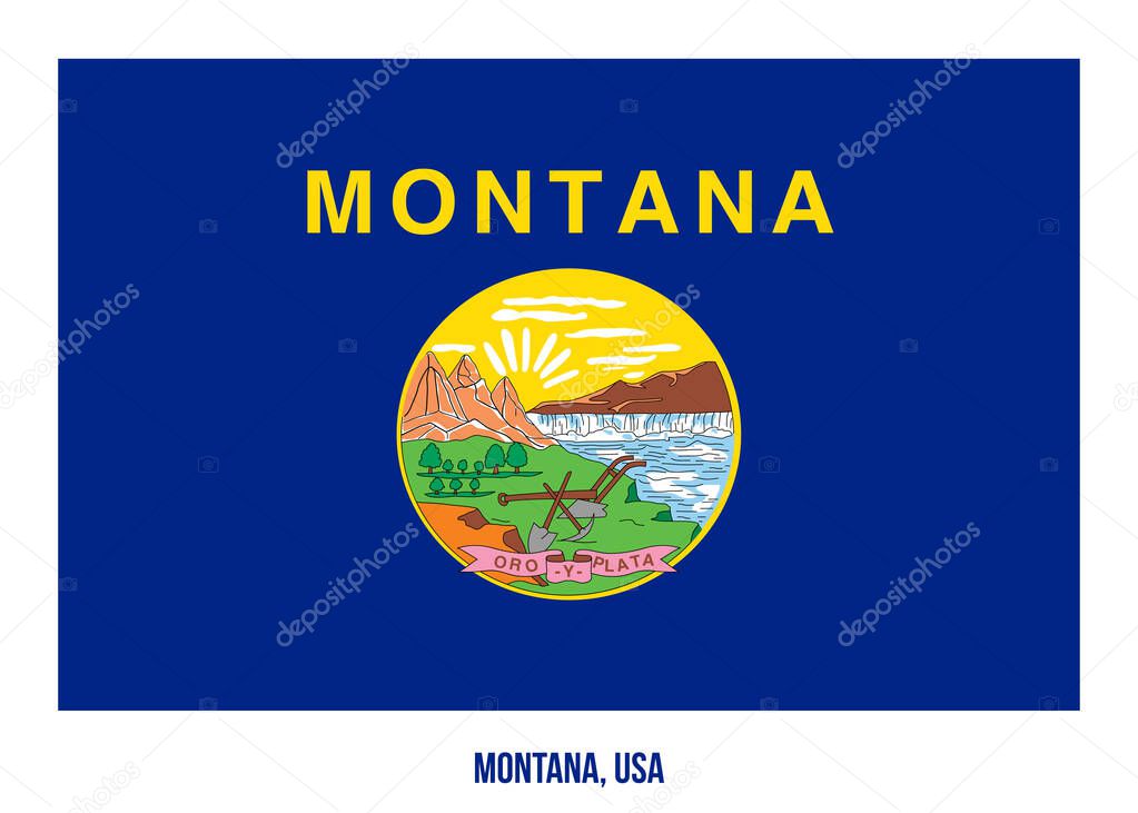 Montana Flag Vector Illustration on White Background. USA State Flag