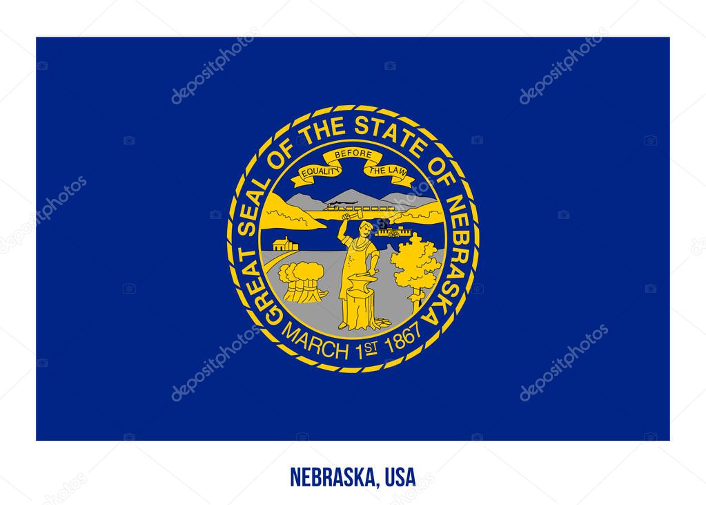 Nebraska Flag Vector Illustration on White Background. USA State Flag