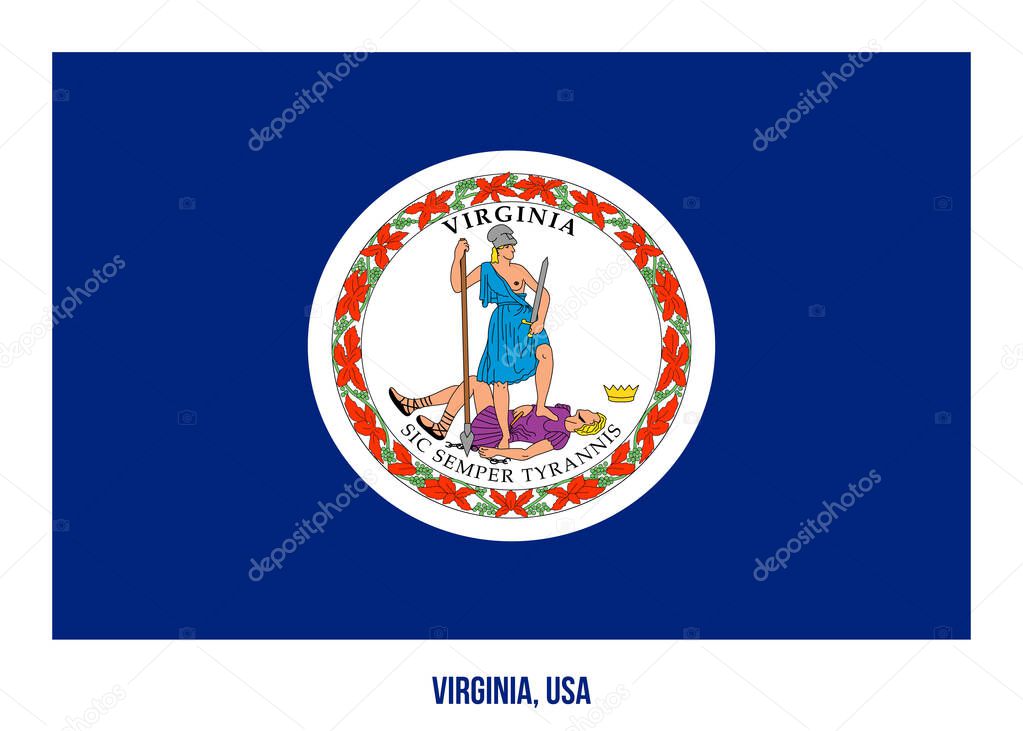 Virginia Flag Vector Illustration on White Background. USA State Flag