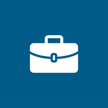 Mavi Arkaplanda Evrak Çantası Simgesi. Mavi Düz Biçim Vektör İllüstrasyonu.