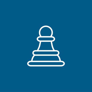 Mavi Arkaplanda Satranç Çizgisi Simgesi. Mavi Düz Biçim Vektör İllüstrasyonu.