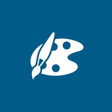 Mavi Arkaplanda Renk Paleti Simgesi Boyanıyor. Mavi Düz Biçim Vektör İllüstrasyonu.