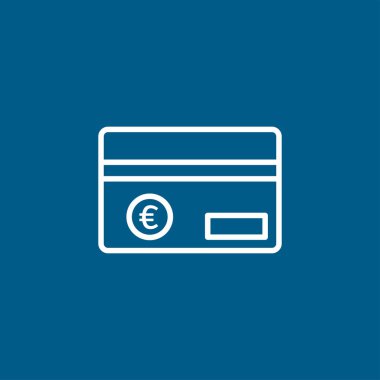 Mavi Arkaplanda Kredi Kartı Simgesi. Mavi Düz Biçim Vektör İllüstrasyonu.