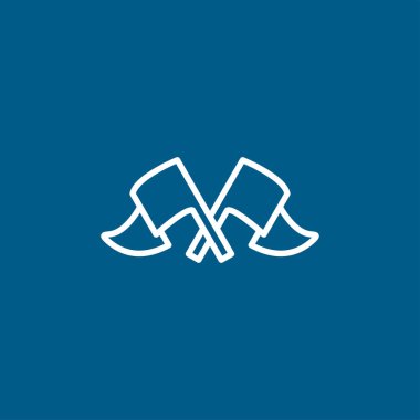 Mavi Arkaplanda Bayrak Hattı Simgesi Geçildi. Mavi Düz Biçim Vektör İllüstrasyonu.